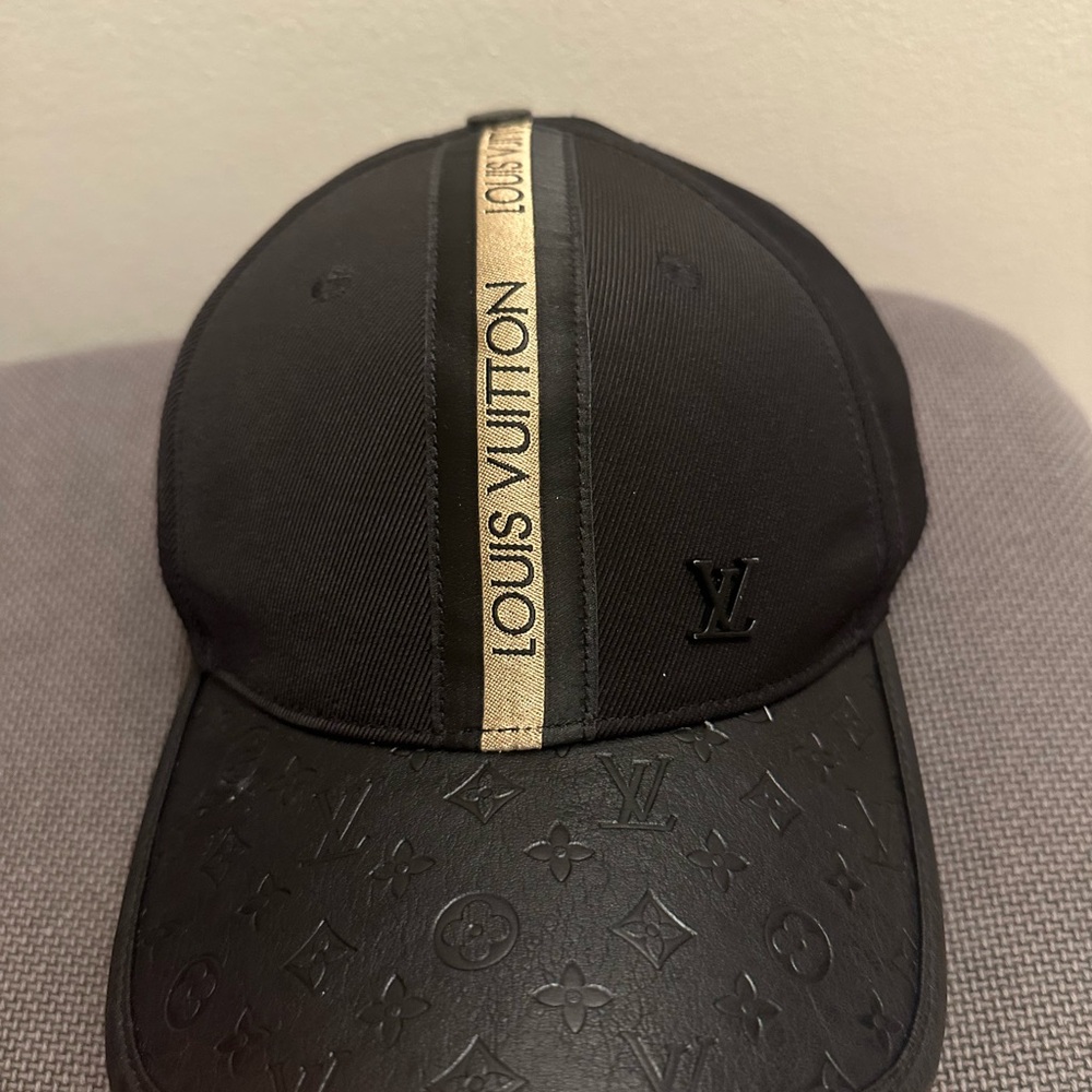 Louis Vuitton Black and Gold Monogram Cap